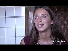  - Sexy Tanja Rubs her Hairy Pussy Outdoors