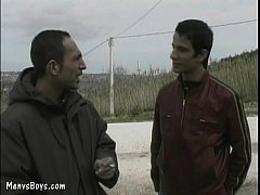  - Caring youngster offers oldie to stretch his butt