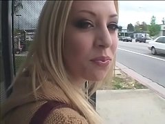  - Young chick Leah Luv with little tits fucks and squirts on sofa