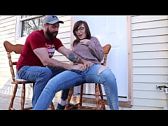  - Milf squirting in jeans and HUGE squirt into a cup