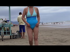 - First time on the beach that I show off and masturbate in front of my stepson, he wants to fuck me