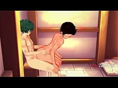  - My Hero Academia & Demon Slayer Yaoi  - Tanjiro & Midoriya Deku. Deku Fucks Tanjiro in The bathroom