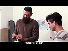  - FamilyDick - StepDaddy teaches virgin stepson to suck and fuck