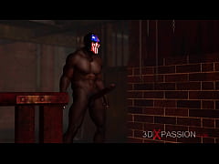  - Sexy ball gagged blonde has anal sex with BBC in the basement