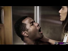  - Sexy teen girlfriend Jaye Summers went to her boyfriends house and secretly fucked by her boyfriend  ebony stepdad at the kitchen.