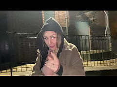  - Woman on street gets offered a cigarette to flash and piss in public