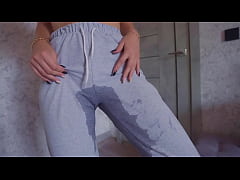  - OMG Did I piss on my sweatpants??? Female Desperation Pee Free
