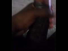 - black 8" fat cock cum hard