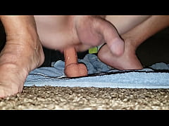  - Cumming down my leg with my toy
