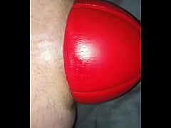 - Huge 12 cm wide Football in my Stretched Ass, watch it slide out up close.
