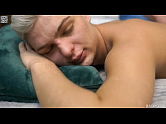  - As one set of fingers teases Alex B's hole the other slowly jacks Alex B's thick, uncut dick.  Alex B rolls over; his rock-hard cock is standing straight up and just begging for attention.