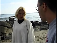  - A gorgeous blonde with round elastic tits fucks in an anal hole and an excited pussy with a muscular male in nature