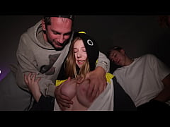  - Part 1&colon; A young girl gets fucked hard at a party by guys with big dicks&period;