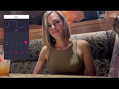  - Public cumming in restaurant with Lush remote controlled vibrator