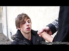  - European twink barebacked in public for cash