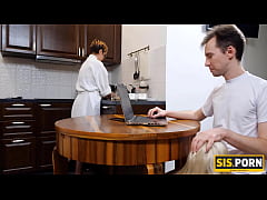  - During dinner guy tricks lovely stepsis into taboo sex in bedroom