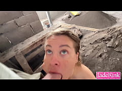  - Sucking pervert construction worker big cock on site