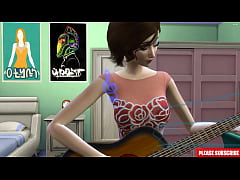  - Asian step sister fucks step brother after sharing bed waking to him up bored sucking his cock with condom