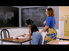  - Busty teacher gives asian an oral lesson