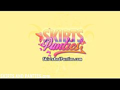  - Tiny Euro teen Vilena flashing her panties