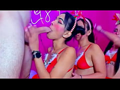  - MYGOD! Rough throat fucking of these girls dressed in CHRISTMAS