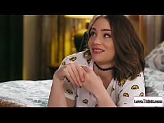  - Brunette toys her stepbrothers gf pussy