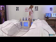  - Stunning nurse sharing hard cocks with friend in group sex