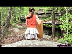  - Brunette Hard Pussy Fuck Stranger Outdoor and Creampie in the Forest