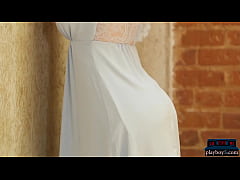  - Big natural tits blonde model Ora Young striptease