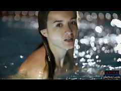  - Petite body teen Vi Shy gives swimming pool striptease