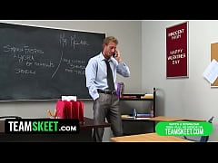  - Hot young student begs her teacher to stop groping her tits