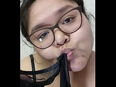  - Dees eats Cum off her Panties!