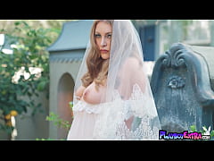  - Bombastic redhead MILF bride Bunny Gaubert flashes her big boobs outdoor