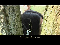  - Hot brunette restrained in the woods and fucked
