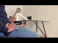  - My boss calls me and I jerk off in front of her in the office while I wait, she helps me finish cumming by giving me a blowjob