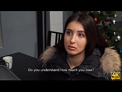  - DEBT4k. Guy pulls hard cock out of pants to punish the ravishing debtor