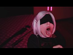  - Cosplay Blowjob Sloppy Suck BBC with 2B