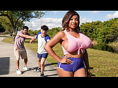  - Busty Tiamaria’s Oily Threesome with Two Stalkers!