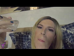  - Tgirl Jessica Bloom Licking Out her Cum From a Fleshlight And Jerking Big Ladycock