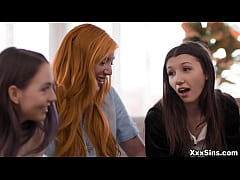  - Lauren Phillips chaperones her teen neighbor, Maya Woulfe and her girlfriend Lily Larimar to hep them have lesbian sex for their first time!