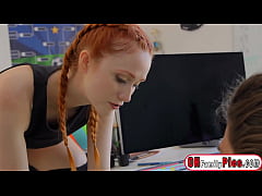  - Petite redhead Scarlet Skies fucks her coach and swallowed his huge cock