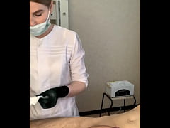  - The man cums powerfully right on the depilation procedure. How do you think I removed his sperm?