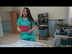  - Asian tgirl nurse Kasey Kei sucks patient and is anal banged
