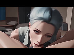  - Blue Haired Beauty Gives Sloppy Blowjob Until You Cum In Her Mouth - [POV / AI]