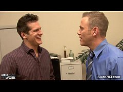  - Tattooed gay gets ass licked and fucked in the office