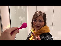  - I control her pussy in public with a lovense lush - she moans and is embarassed