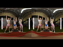  - Naughty America - Cute babes, Diana Grace, Emma Starletto, and Laney Grey, squat on a hard cock at The Gym