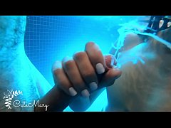  - Exxxtra small girl in pool - y.  gives blowjob to her