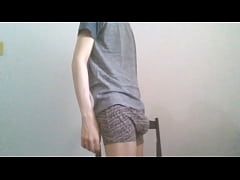  - College guy pulls out his big dick for his study pal on Skype