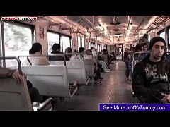  - Tranny shemale gets a lsloppy blowjob in public